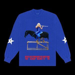 Beyoncé Cowboy Carter Merch American Requiem Long Sleeve Blue Tee Shirt